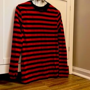 emo red striped shirt